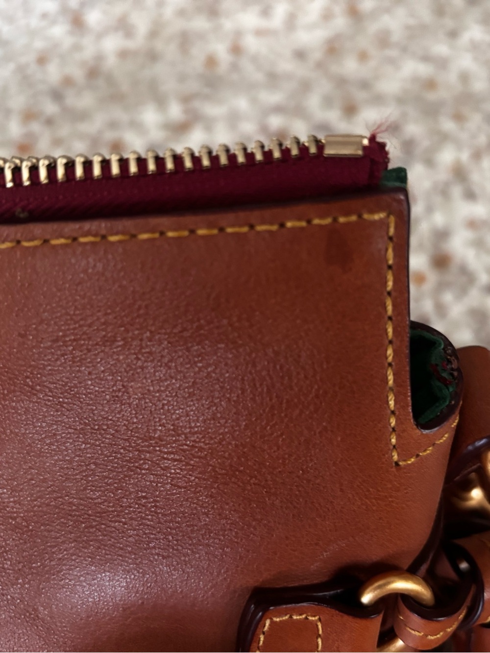 Dooney & Bourke Natural Color Vachetta Leather Satchel with Gold Hardware - Picture 8 of 16